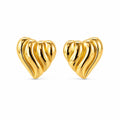 18K Gold-Plated Textured Heart Stud Earrings | Anti-Tarnish Minimal Gold Earrings for Women