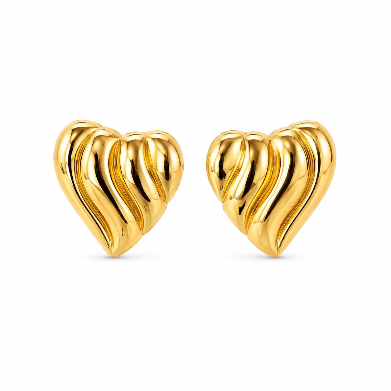 18K Gold-Plated Textured Heart Stud Earrings | Anti-Tarnish Minimal Gold Earrings for Women