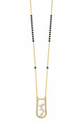 18K Gold-Plated Floral CZ Mangalsutra | Anti-Tarnish Black Bead Necklace for Women