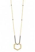 18K Gold-Plated Hexagon CZ Mangalsutra | Anti-Tarnish Geometric Black Bead Necklace