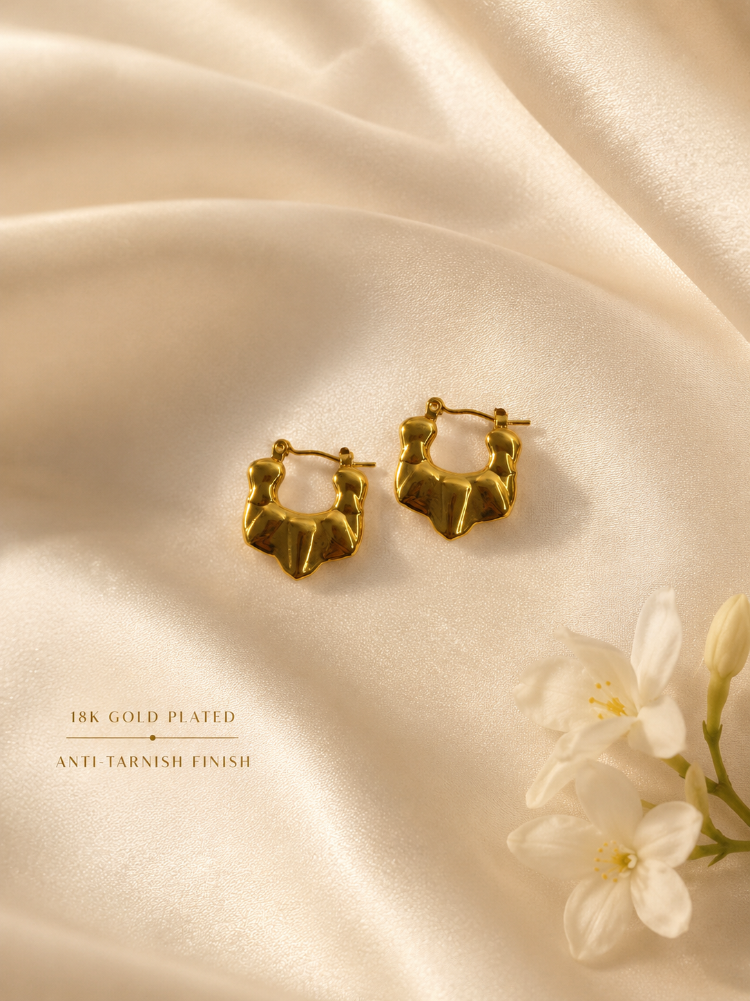Golden Ripple Hoop Earrings