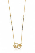 18K Gold-Plated Interlocking CZ Mangalsutra | Anti-Tarnish Black Bead Necklace
