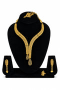 18K Gold Plated Filigree Pendant Necklace Set | Anti-Tarnish Traditional Jewelry with Earrings