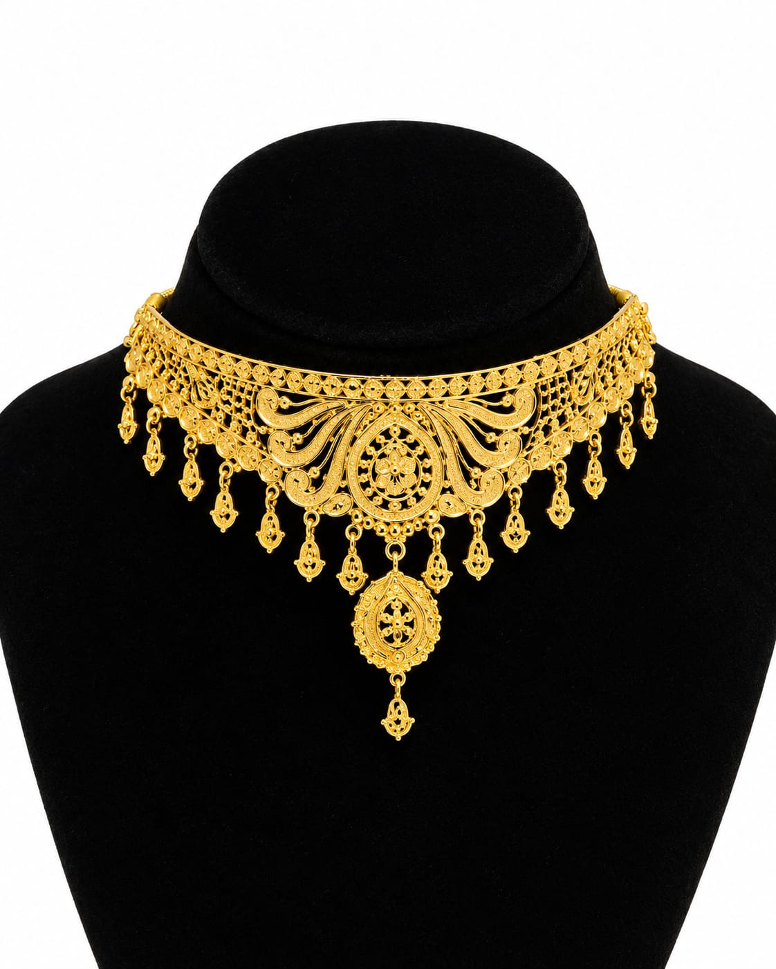 18K Gold Plated Royal Filigree Choker Necklace | Anti-Tarnish Statement Bridal Jewelry