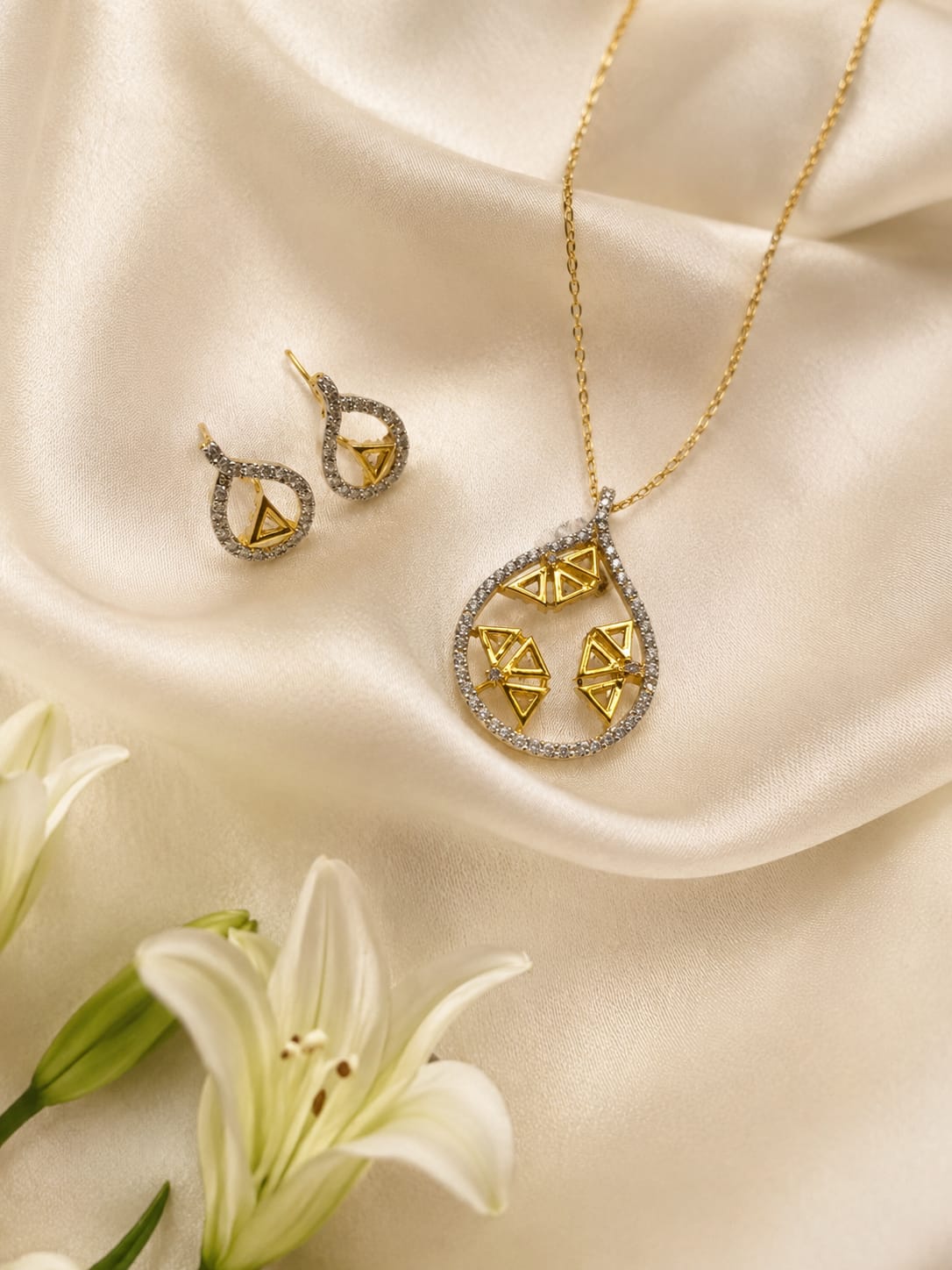 Golden Prism Elegance Pendant Set