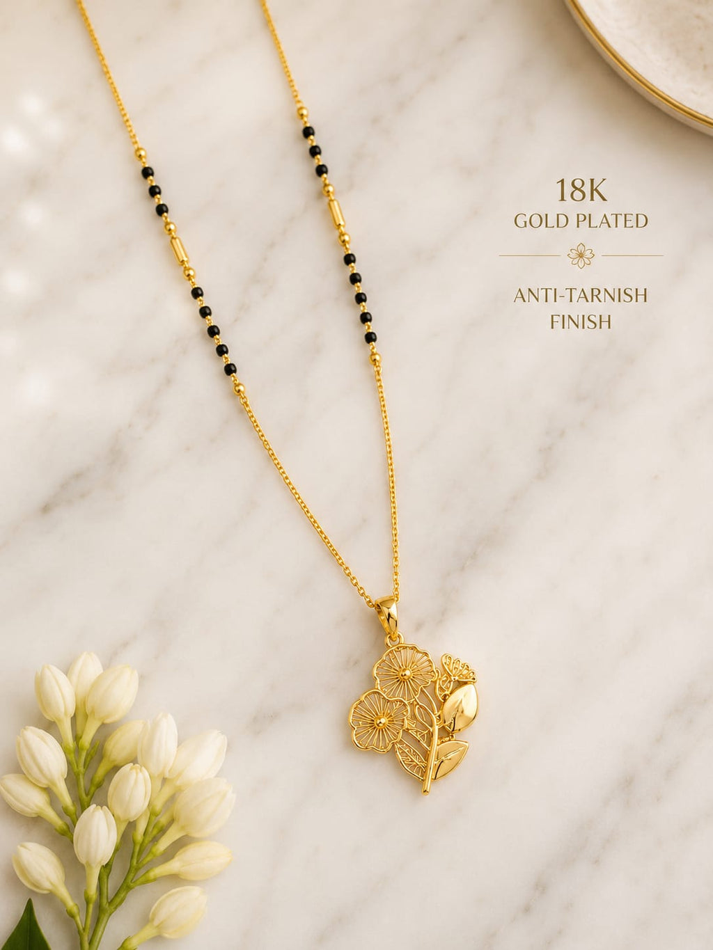 Floral Grace Mangalsutra Pendant Necklace