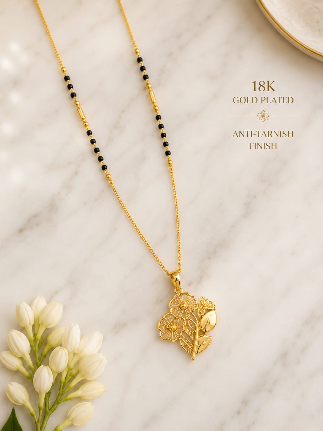 Floral Grace Mangalsutra Pendant Necklace