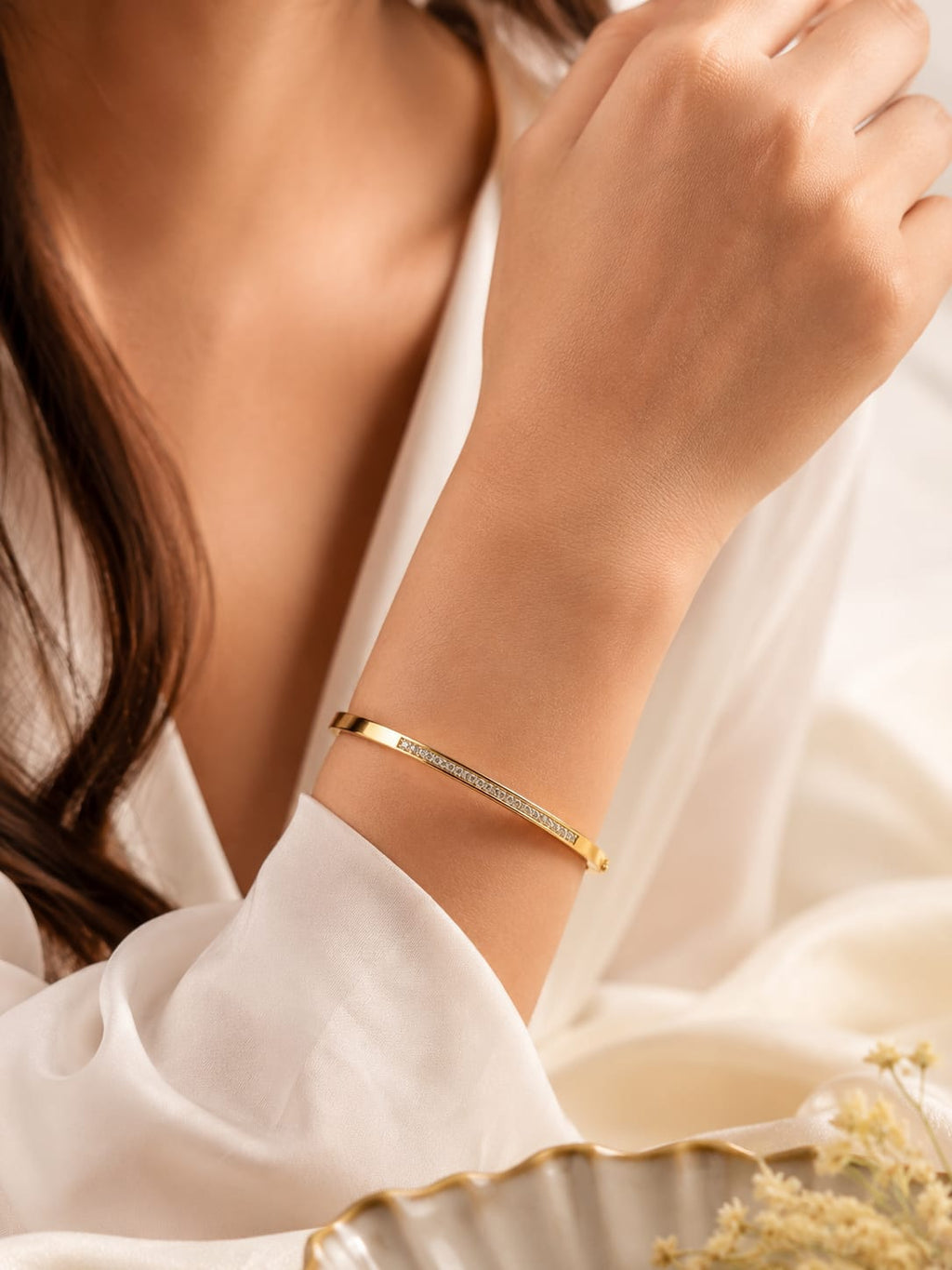 Golden Crystal Line Bracelet