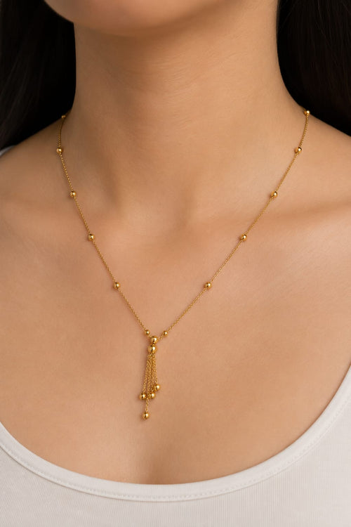 Golden Bead Tassel Necklace