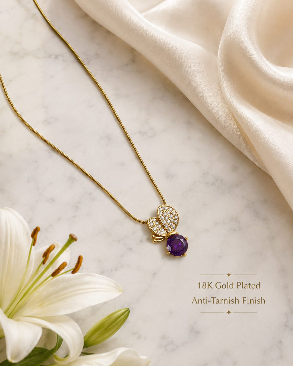 Royal Butterfly Crystal Pendant Necklace