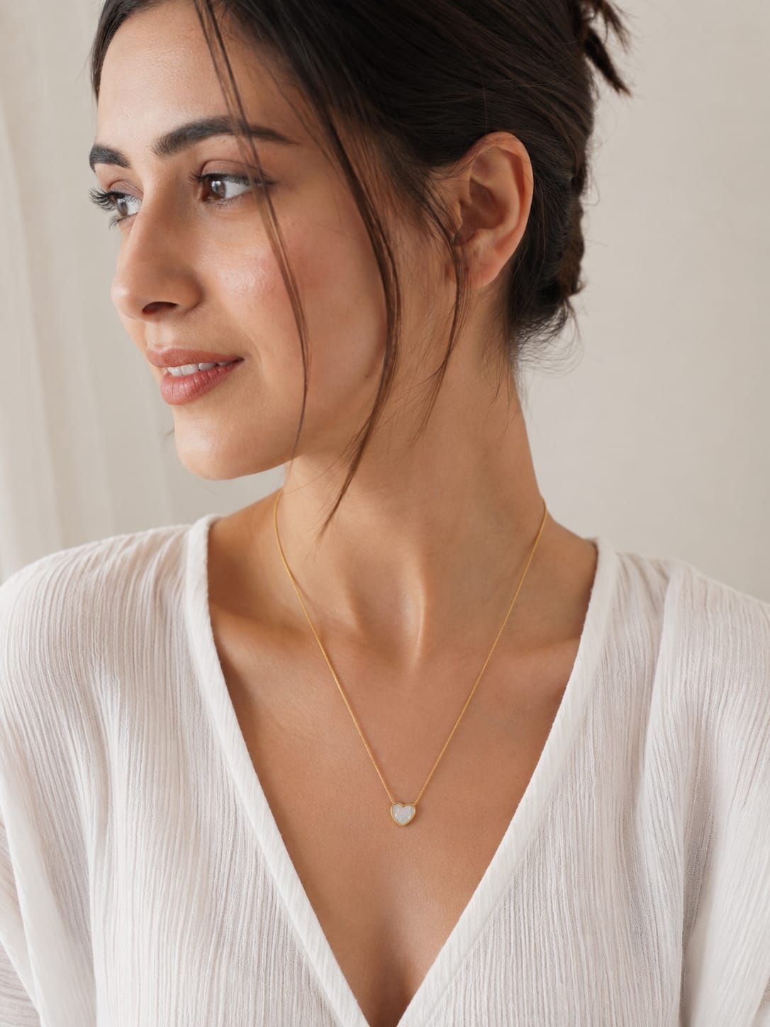 White Heart Charm Necklace