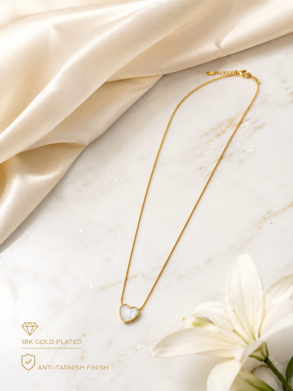 White Heart Charm Necklace