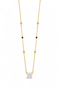 18K Gold-Plated Solitaire CZ Mangalsutra | Minimal Anti-Tarnish Black Bead Necklace