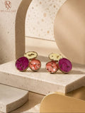 Trio Bloom Statement Earrings – Multicolor Gold Plated Enamel Earrings for Women