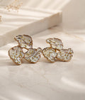 18K Gold-Plated White Enamel Floral Stud Earrings | Anti-Tarnish Statement Earrings for Women