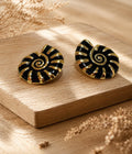 Black & Gold Spiral Shell Statement Stud Earrings | Premium Anti-Tarnish Gold-Plated Earrings