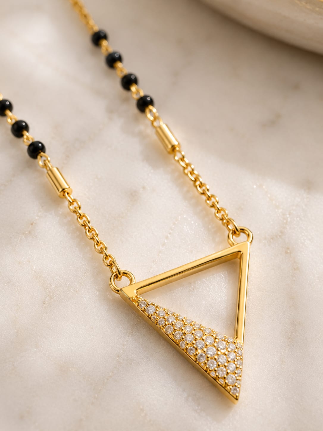 Golden Triangle Charm Mangalsutra Necklace