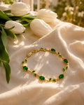 18K Gold Plated Anti-Tarnish Emerald Green Crystal Bracelet for Women | RIVAAZ ART