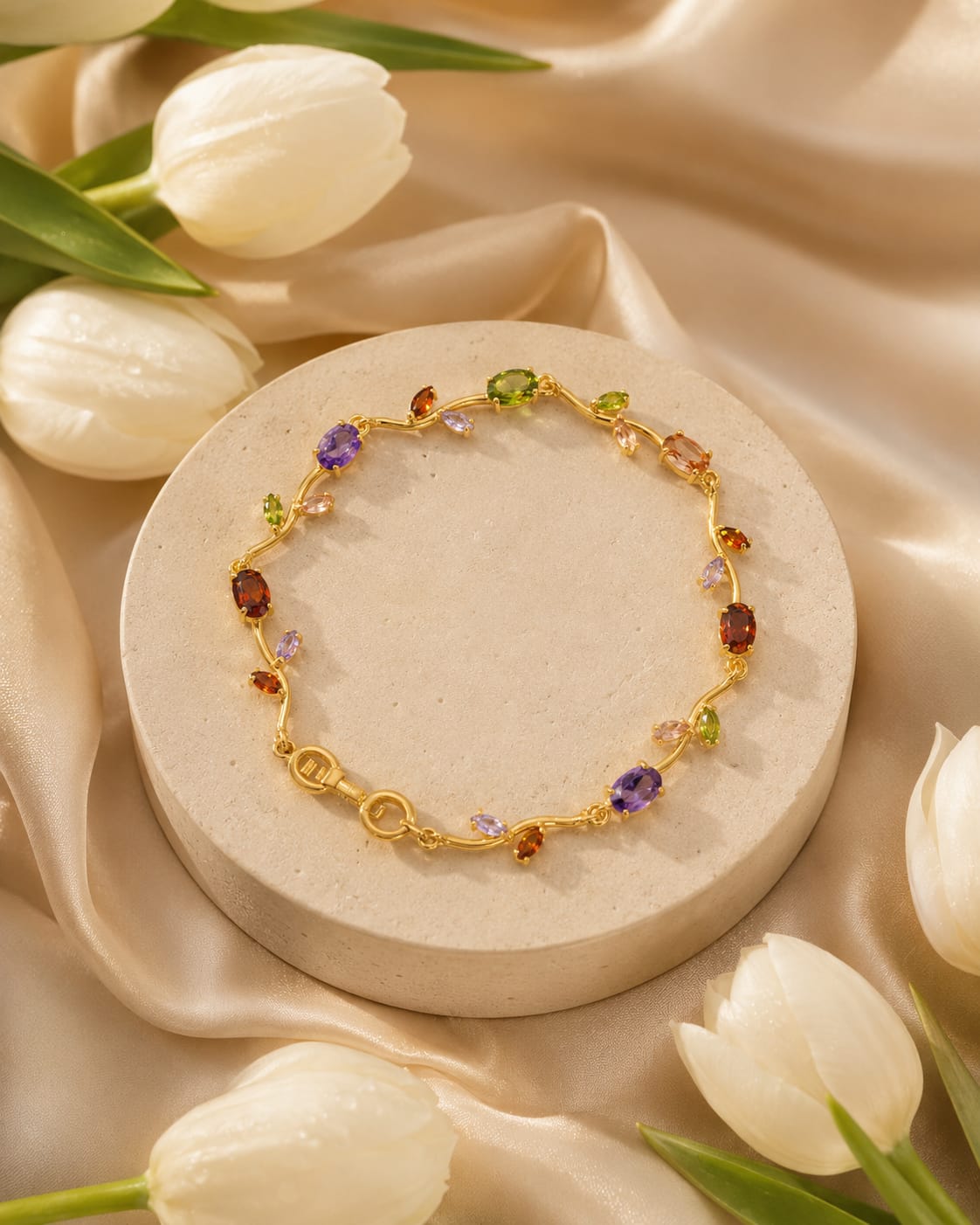 18K Gold Plated Anti-Tarnish Multicolor Crystal Bracelet for Women | RIVAAZ ART