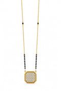 18K Gold-Plated Square CZ Mangalsutra | Anti-Tarnish Black Bead Necklace for Women