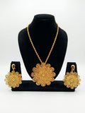 RIVAAZ ART 18K Gold Plated Anti Tarnish Floral Pendant Set with Matching Earrings | Lightweight | Premium Fashion Jewellery for Women & Girls