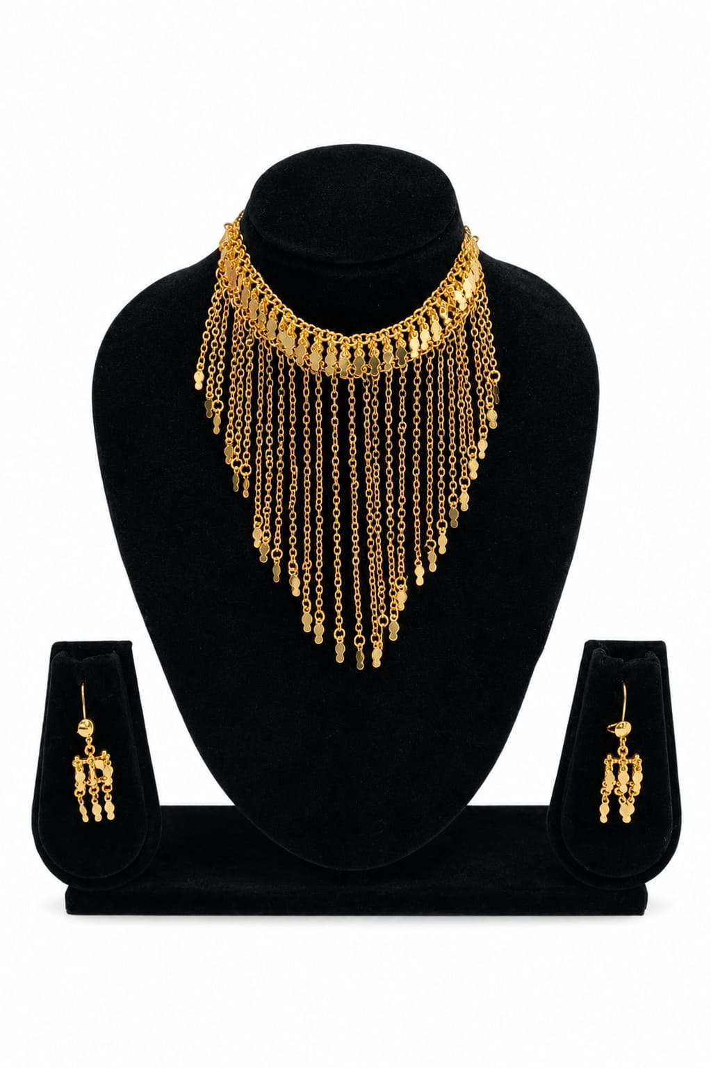18K Gold Plated Coin Tassel Necklace Set | Anti-Tarnish Statement Jewelry with Matching Earrings